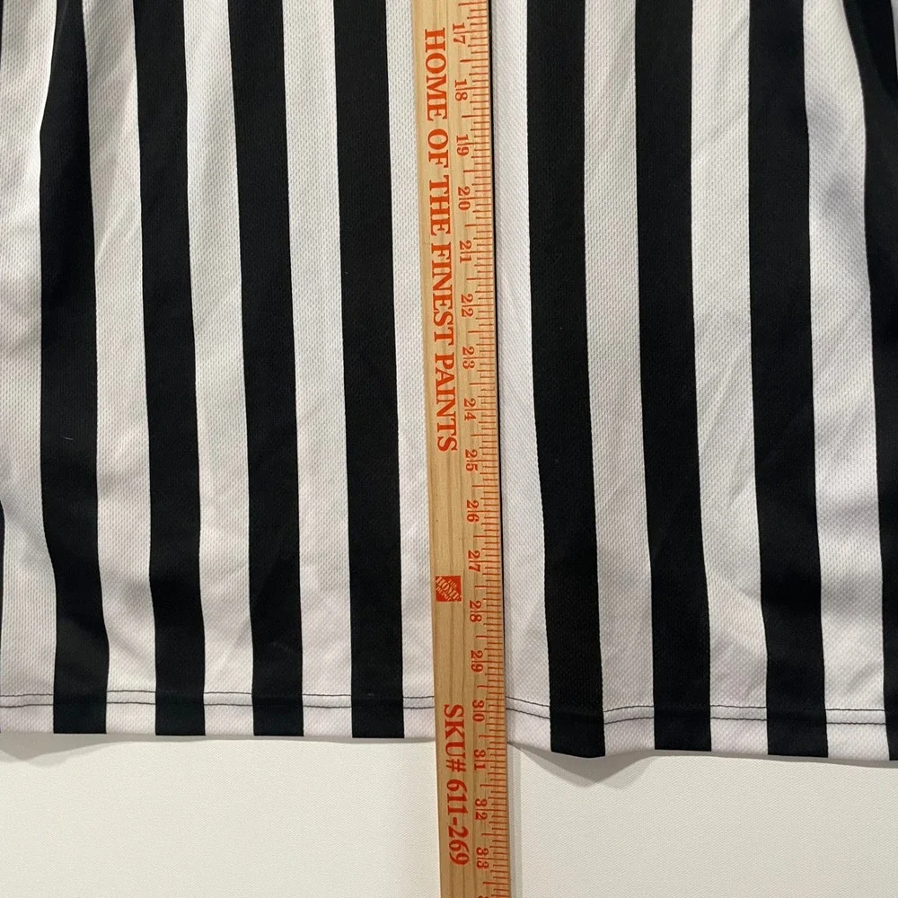 Smitty XL Referee Shirt Black White Striped Short‎ Sleeve Zip Up - Picture 7 of 7